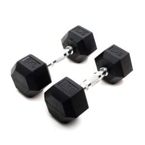 Mancuernas Hexagonales Recubiertas de Caucho Peso: 5 KG Color: Negro