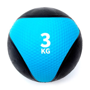 Pelota Medicinal c/Rebote Peso: 3 KG Material: Caucho Color: Negro/Celeste